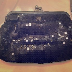 Black Sequined Coach Clutch Purse